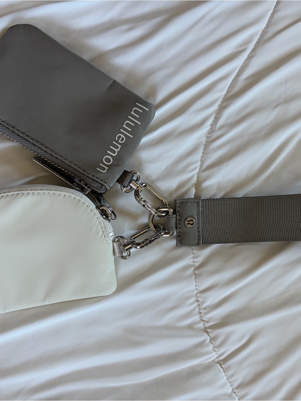 lululemon athletica Dual Pouch Wristlet in Beige and White